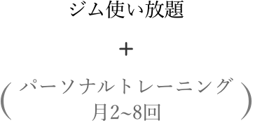 ジム使い放題+パーソナルトレーニング月2~8回