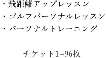 ・パーソナルトレーニング・ゴルフパーソナルレッスン・飛距離アップレッスン チケット1~96枚